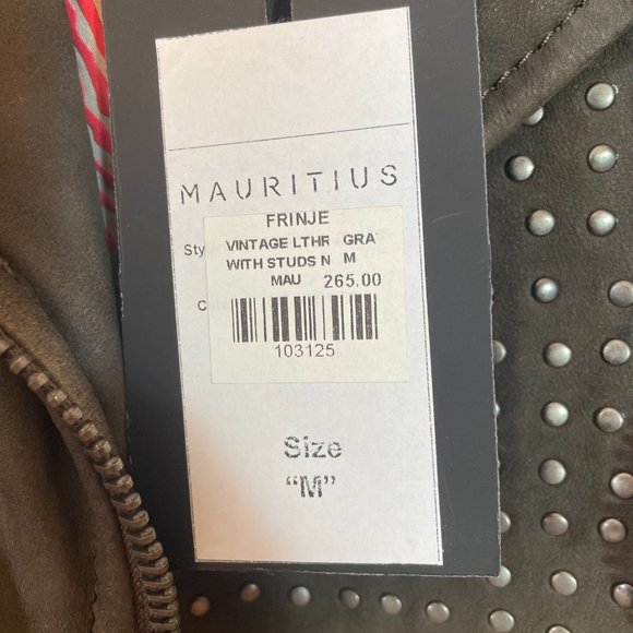 Mauritius Medium Olive Green Studded Leather Jacket - Picture 3 of 6